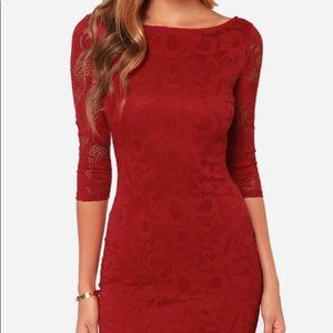 Red Wine Lace Dress